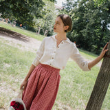 R: SION gathered linen skirt (Color: Cream; Size: S)