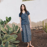 R: GETTY front snaps linen top (Size: XS; Color: Indigo)