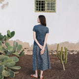 R: GETTY front snaps linen top (Size: XS; Color: Indigo)