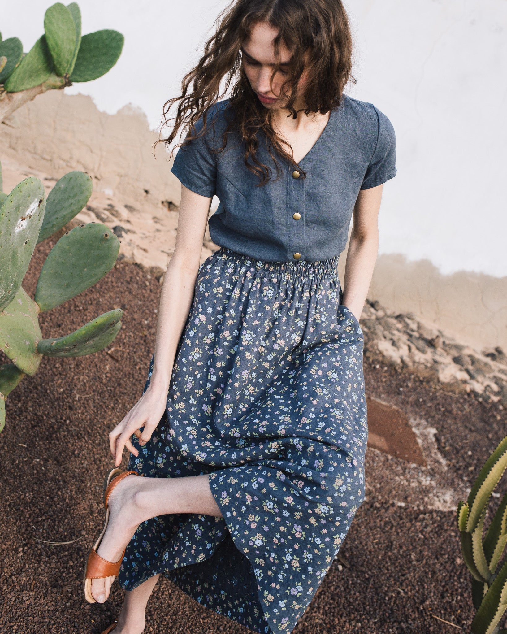 SION gathered linen skirt - notPERFECTLINEN