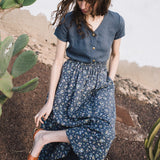 SION gathered linen skirt