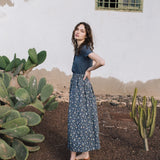 R: GETTY front snaps linen top (Size: XS; Color: Indigo)