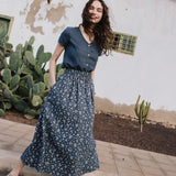 R: GETTY front snaps linen top (Size: XS; Color: Indigo)