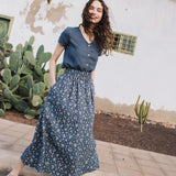 SION gathered linen skirt