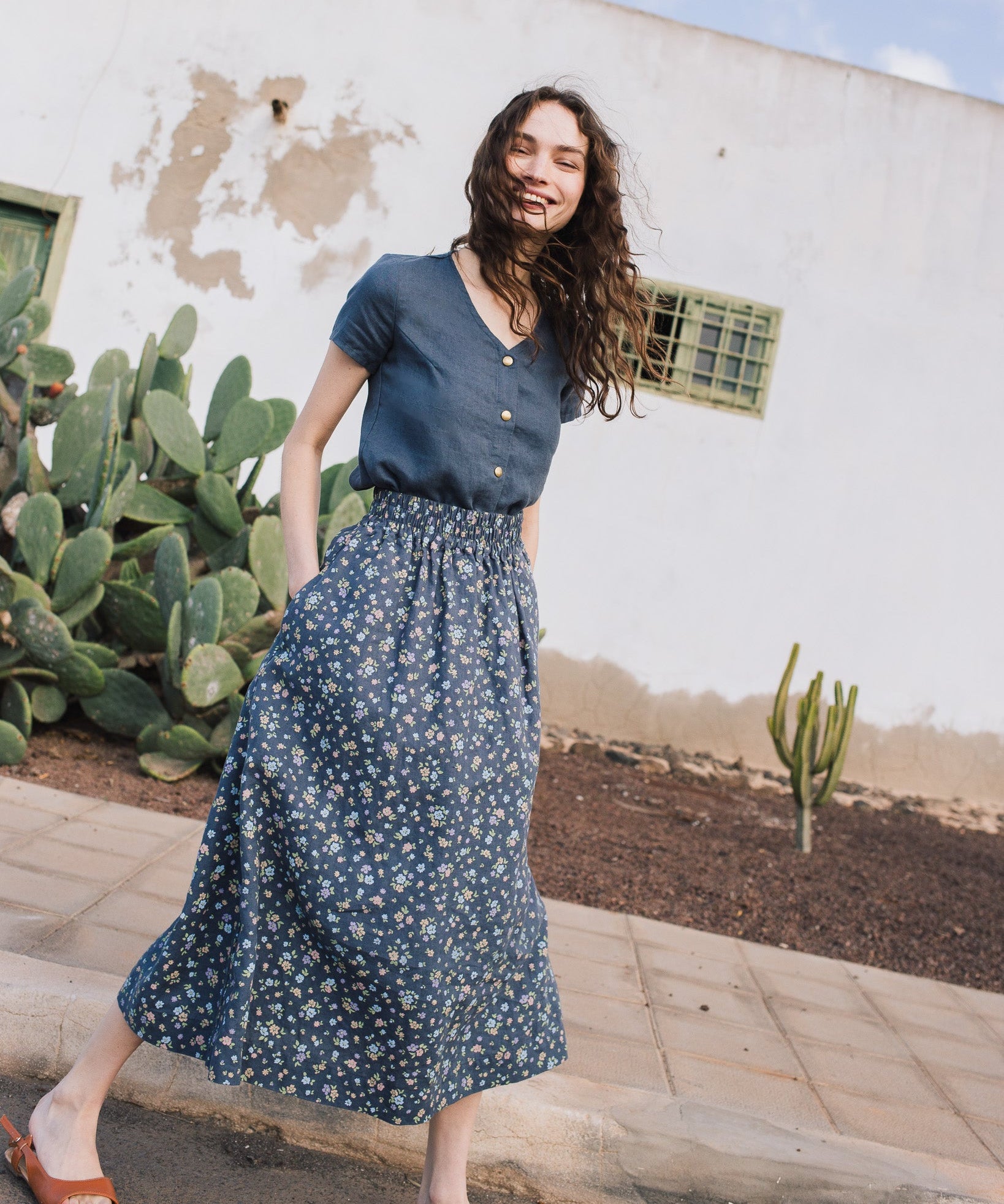 SION gathered linen skirt - notPERFECTLINEN