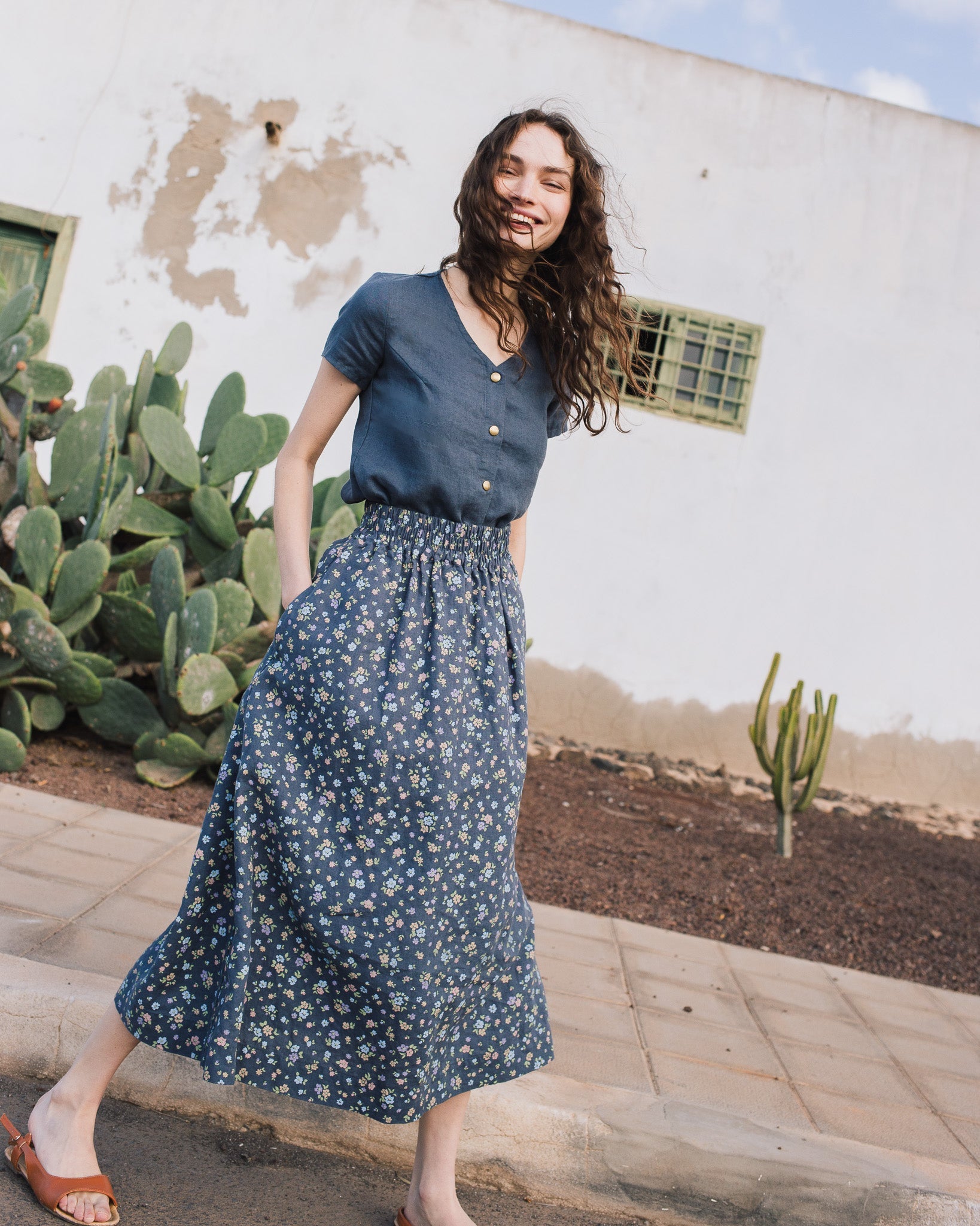 SION gathered linen skirt - notPERFECTLINEN