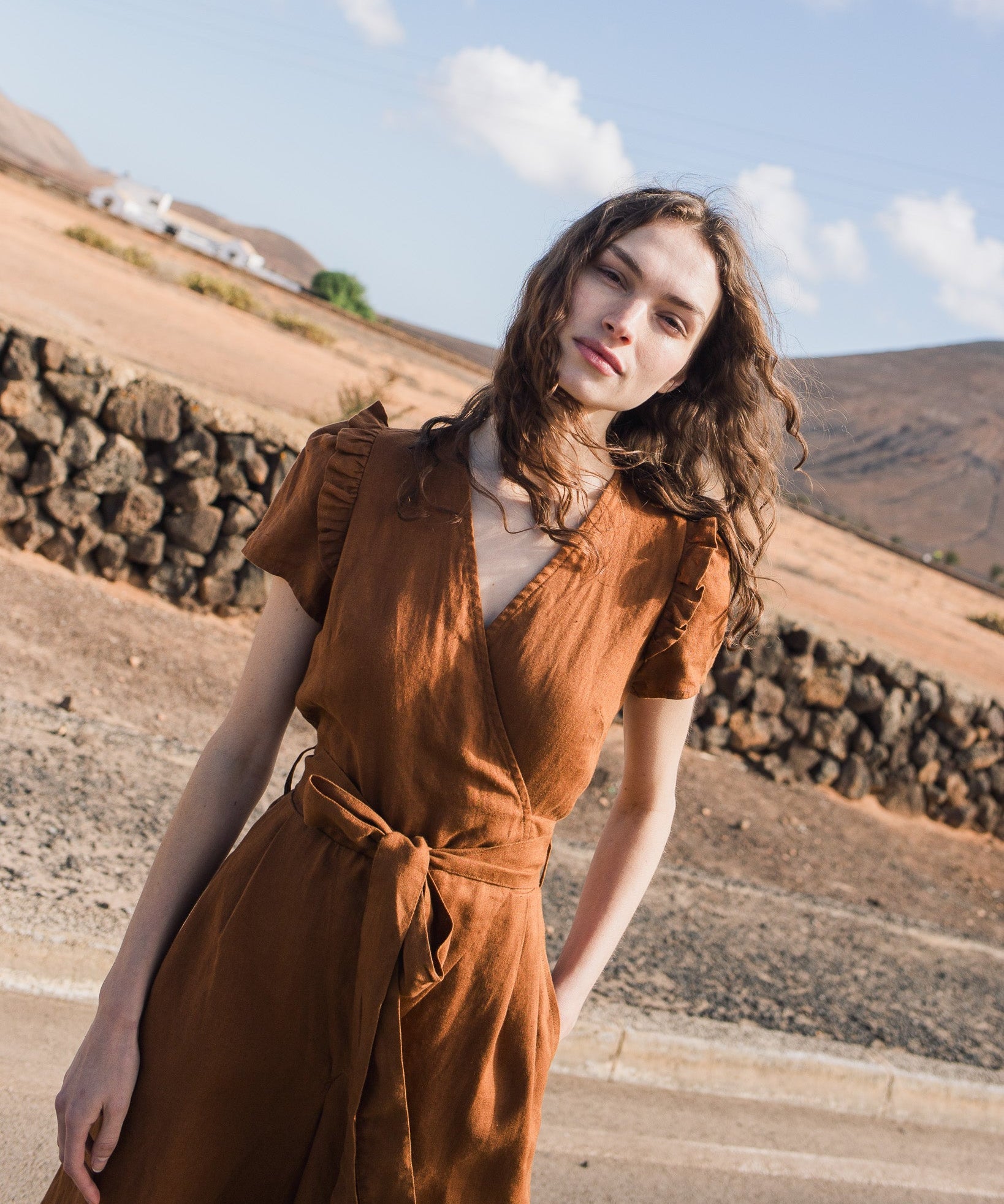IVY wrap wide leg linen jumpsuit - notperfectlinen