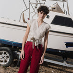 MADRID cropped linen wrap top - notperfectlinen