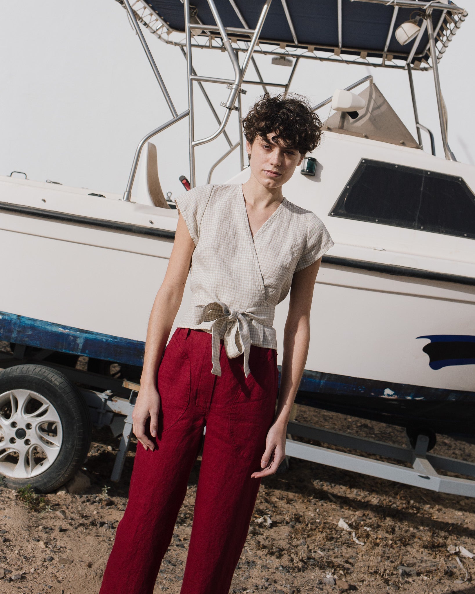 MADRID cropped linen wrap top - notperfectlinen