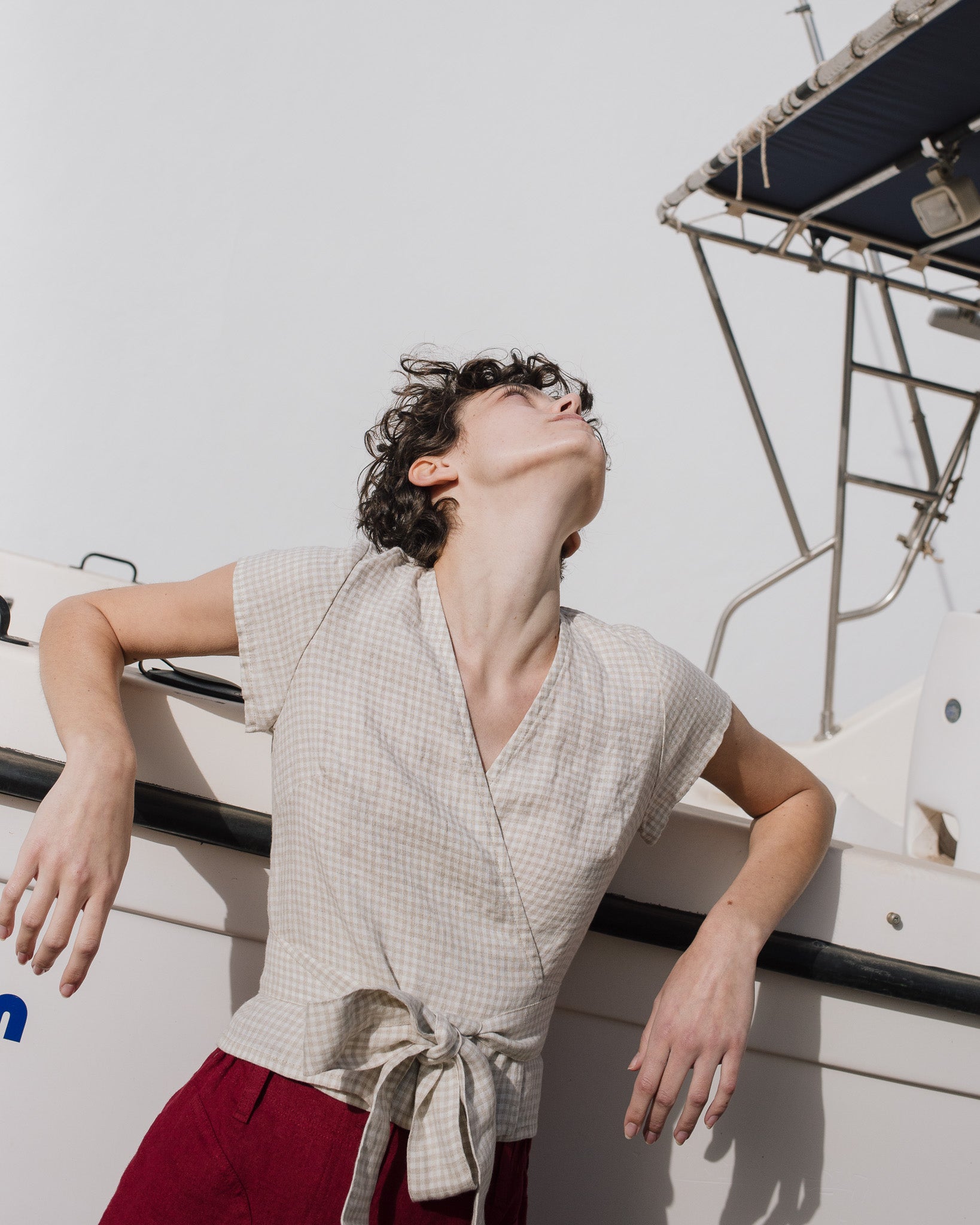 MADRID cropped linen wrap top - notperfectlinen