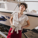 MADRID cropped linen wrap top - notperfectlinen