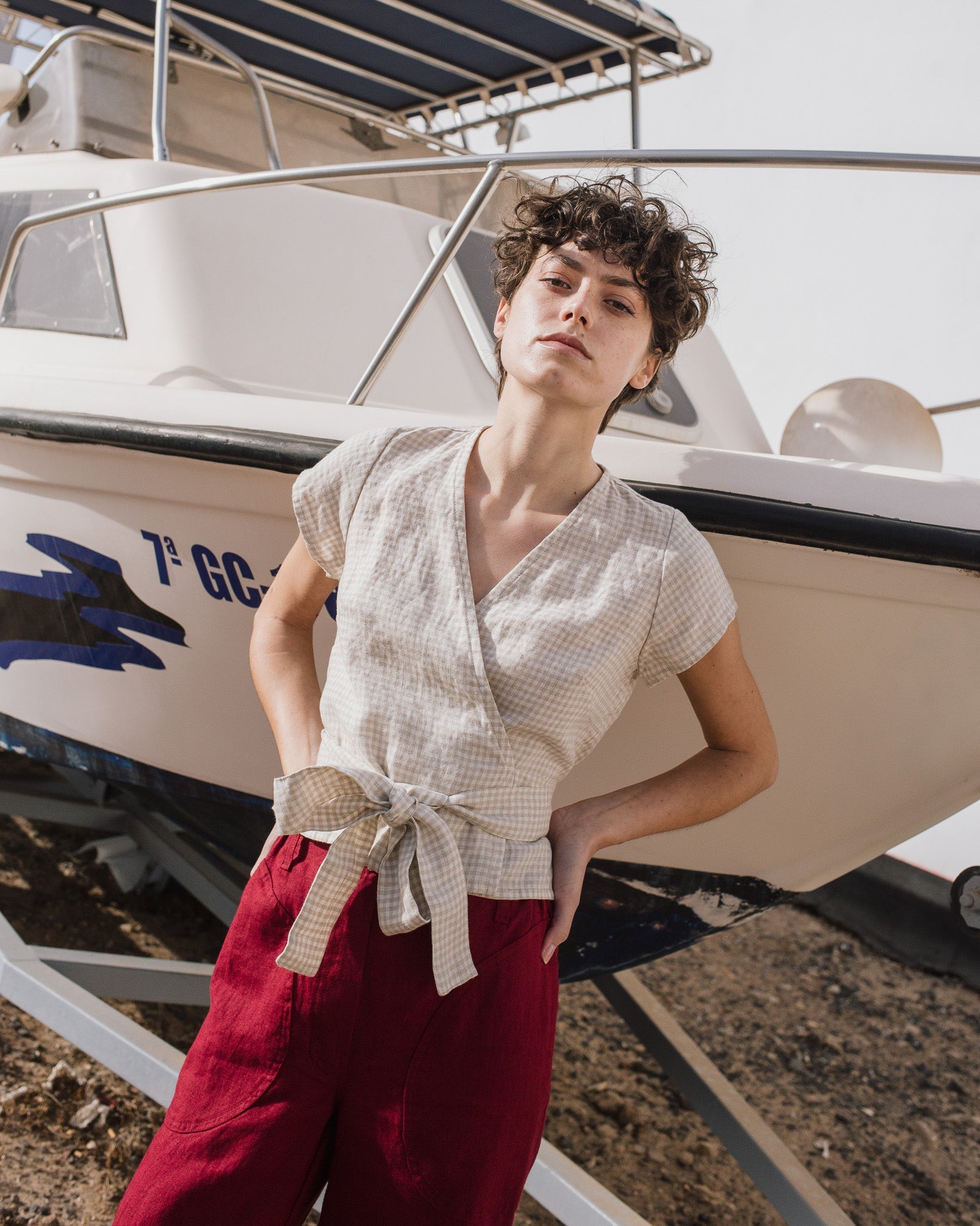 MADRID cropped linen wrap top - notperfectlinen