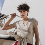 MADRID cropped linen wrap top - notperfectlinen