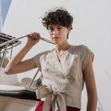 MADRID cropped linen wrap top - notperfectlinen