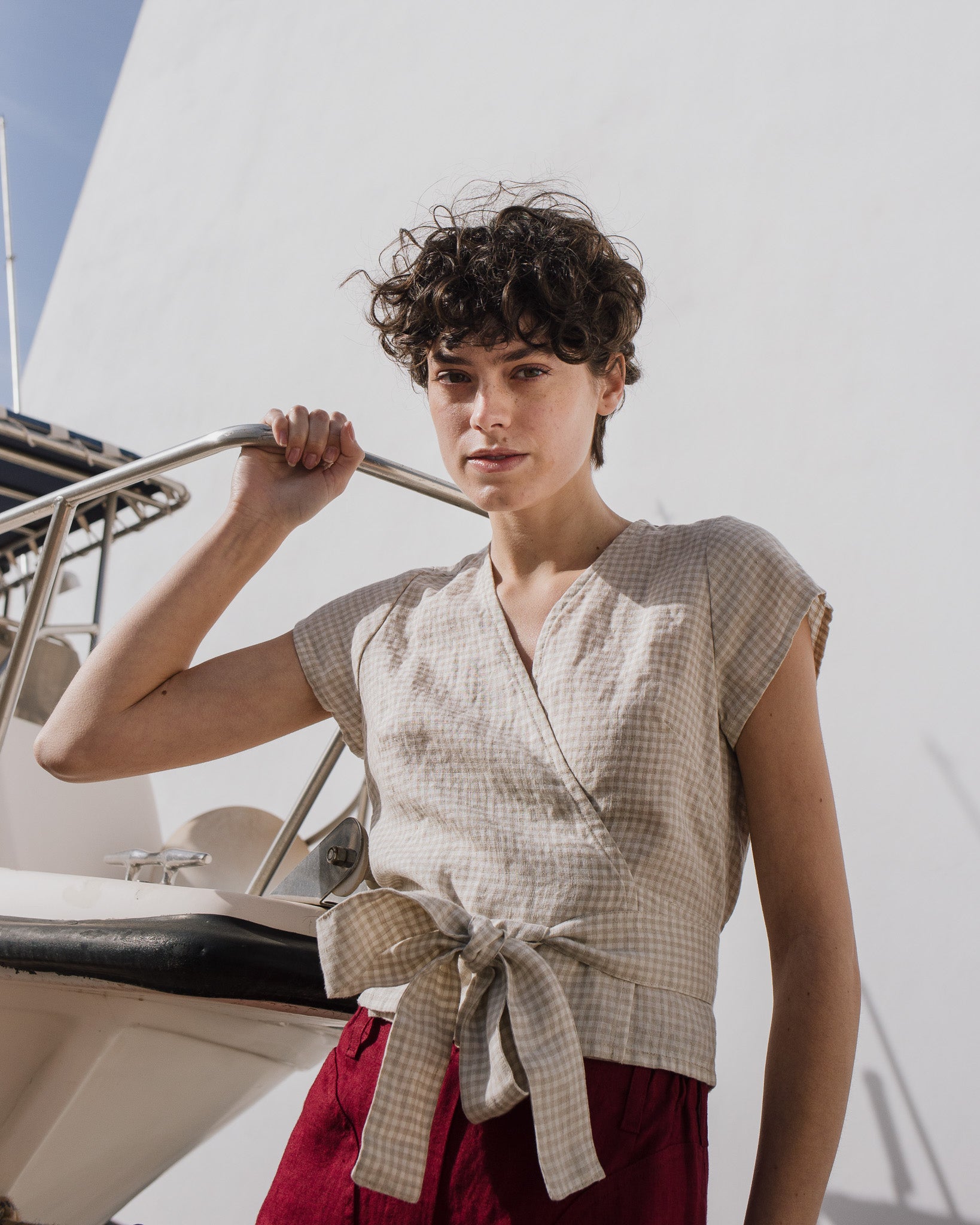 MADRID cropped linen wrap top - notperfectlinen