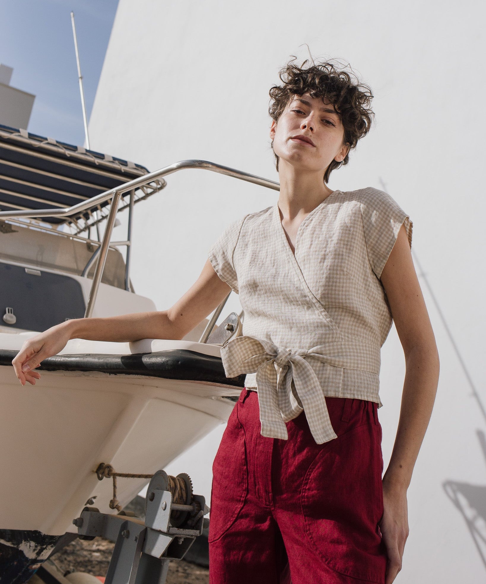 MADRID cropped linen wrap top - notperfectlinen