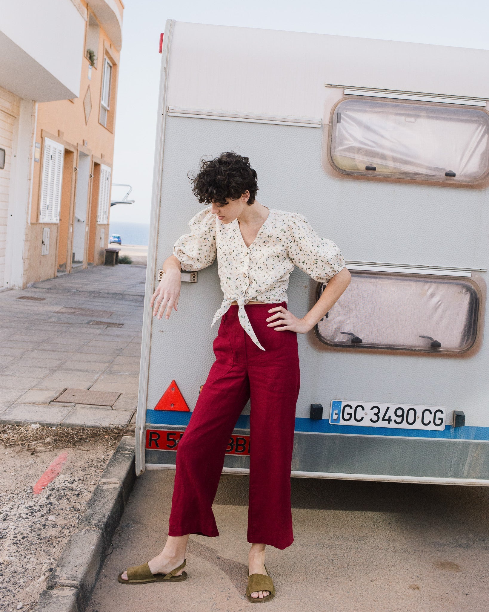 ELLA knot front button shirt linen - notperfectlinen