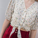 ELLA knot front button shirt linen - notperfectlinen