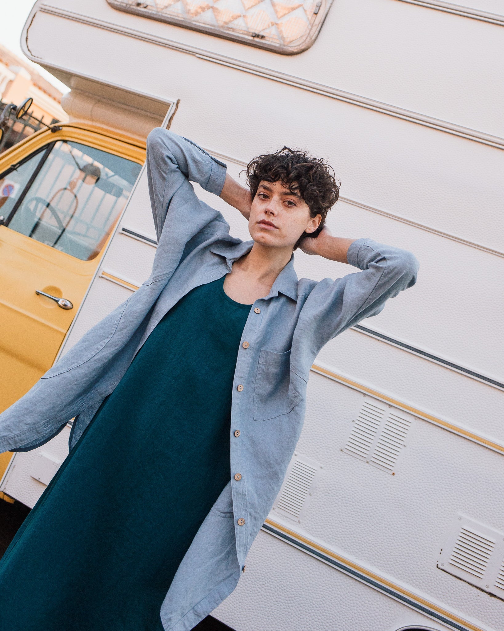 LIVORNO-2 oversized linen collar shirt - notperfectlinen