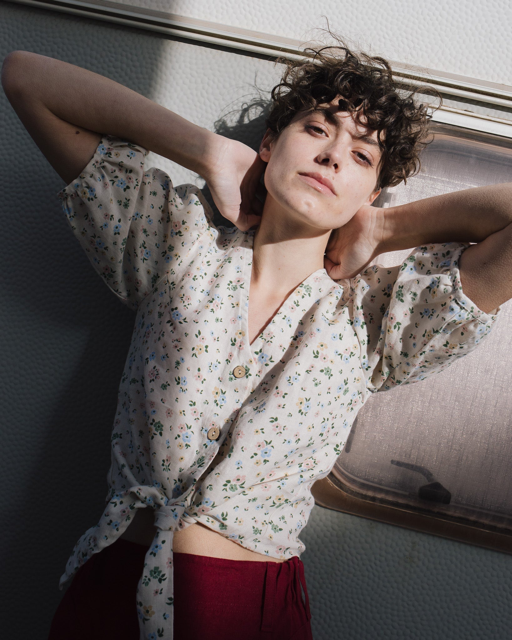 ELLA knot front button shirt linen - notperfectlinen