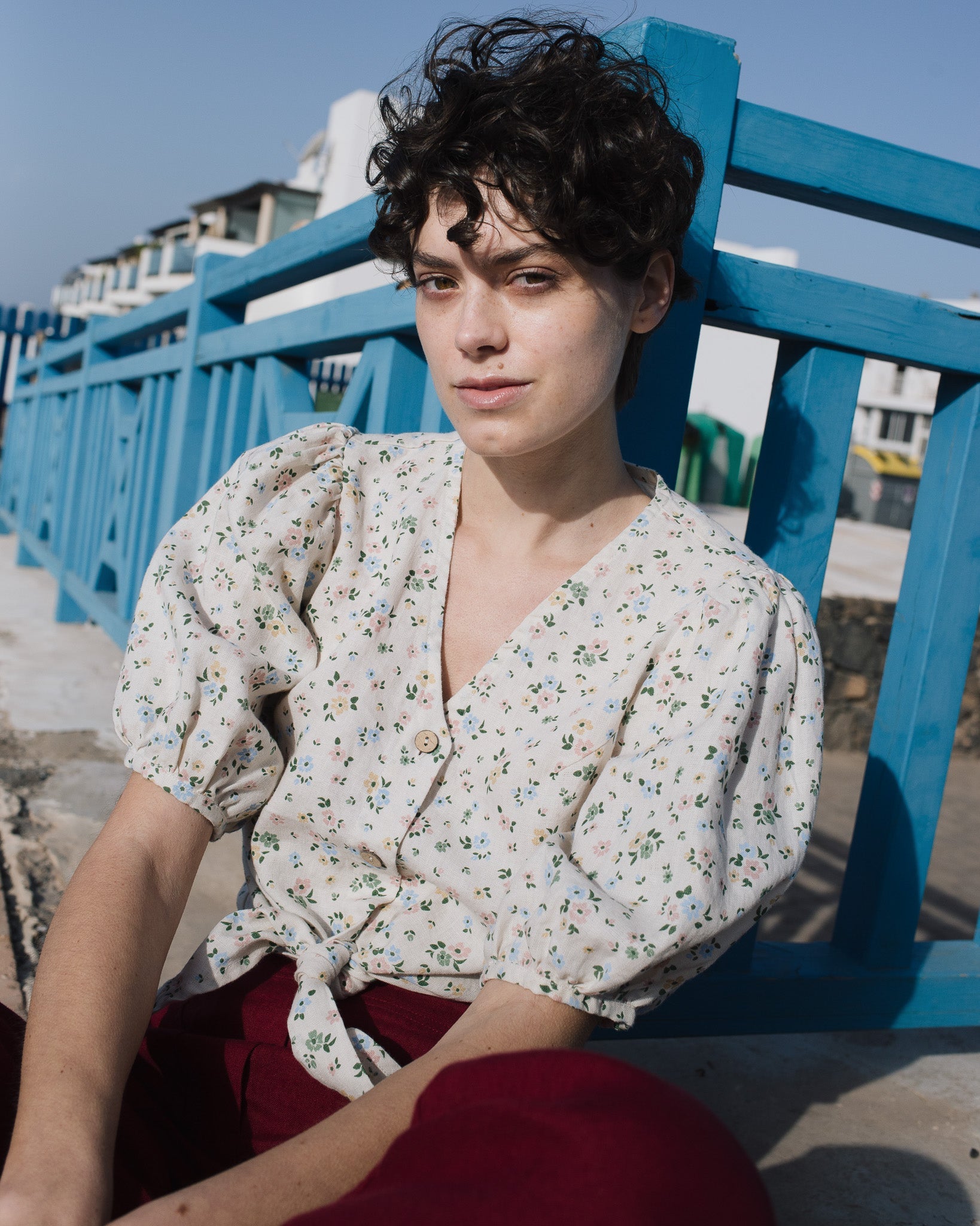 ELLA knot front button shirt linen - notperfectlinen