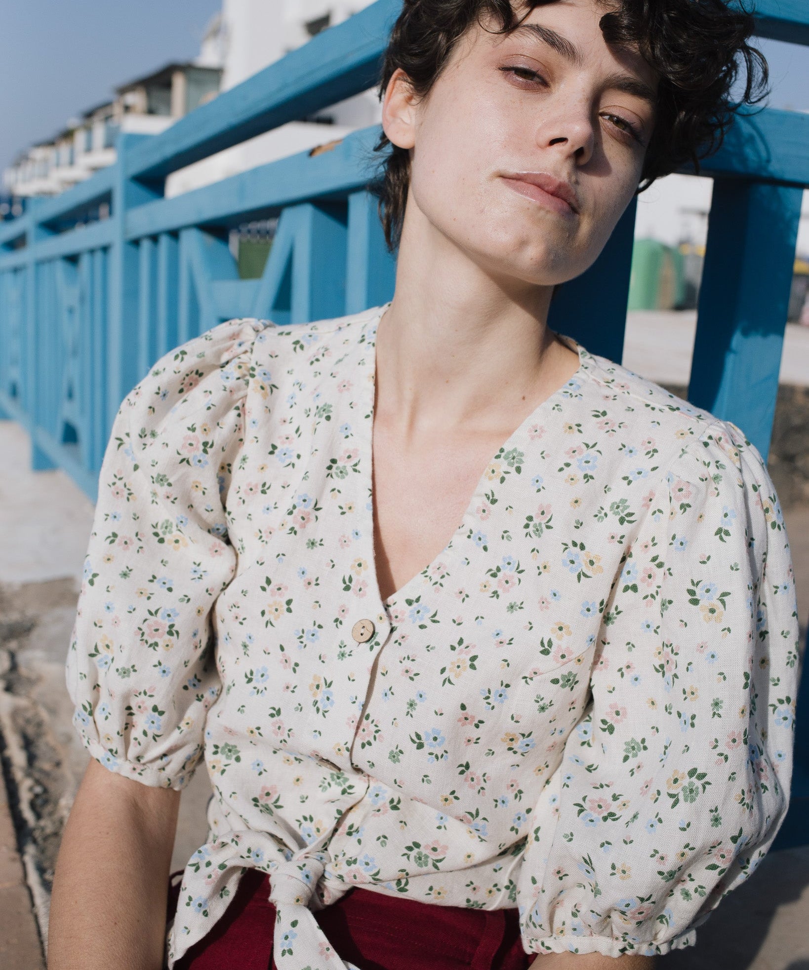 ELLA knot front button shirt linen - notperfectlinen