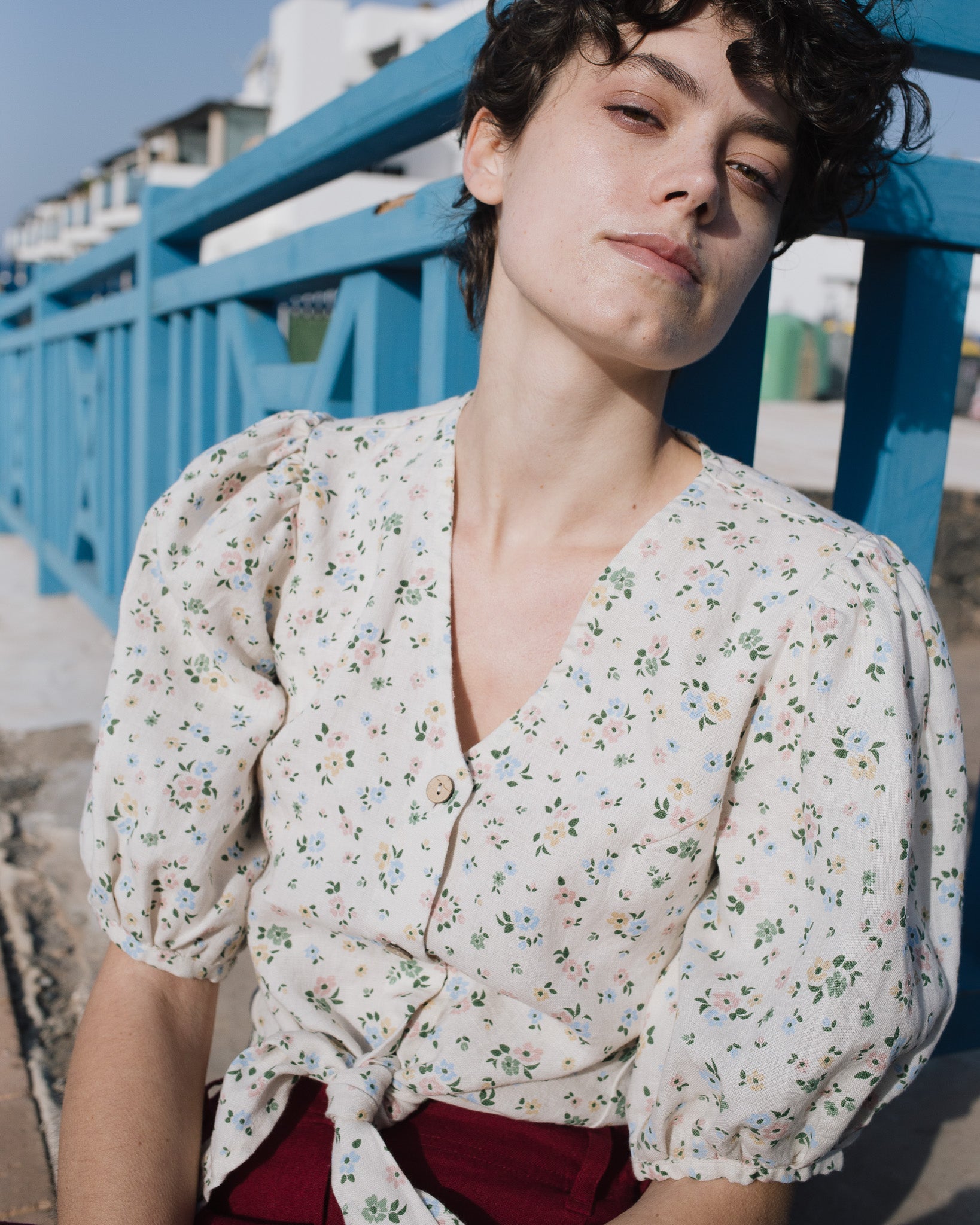 ELLA knot front button shirt linen - notperfectlinen