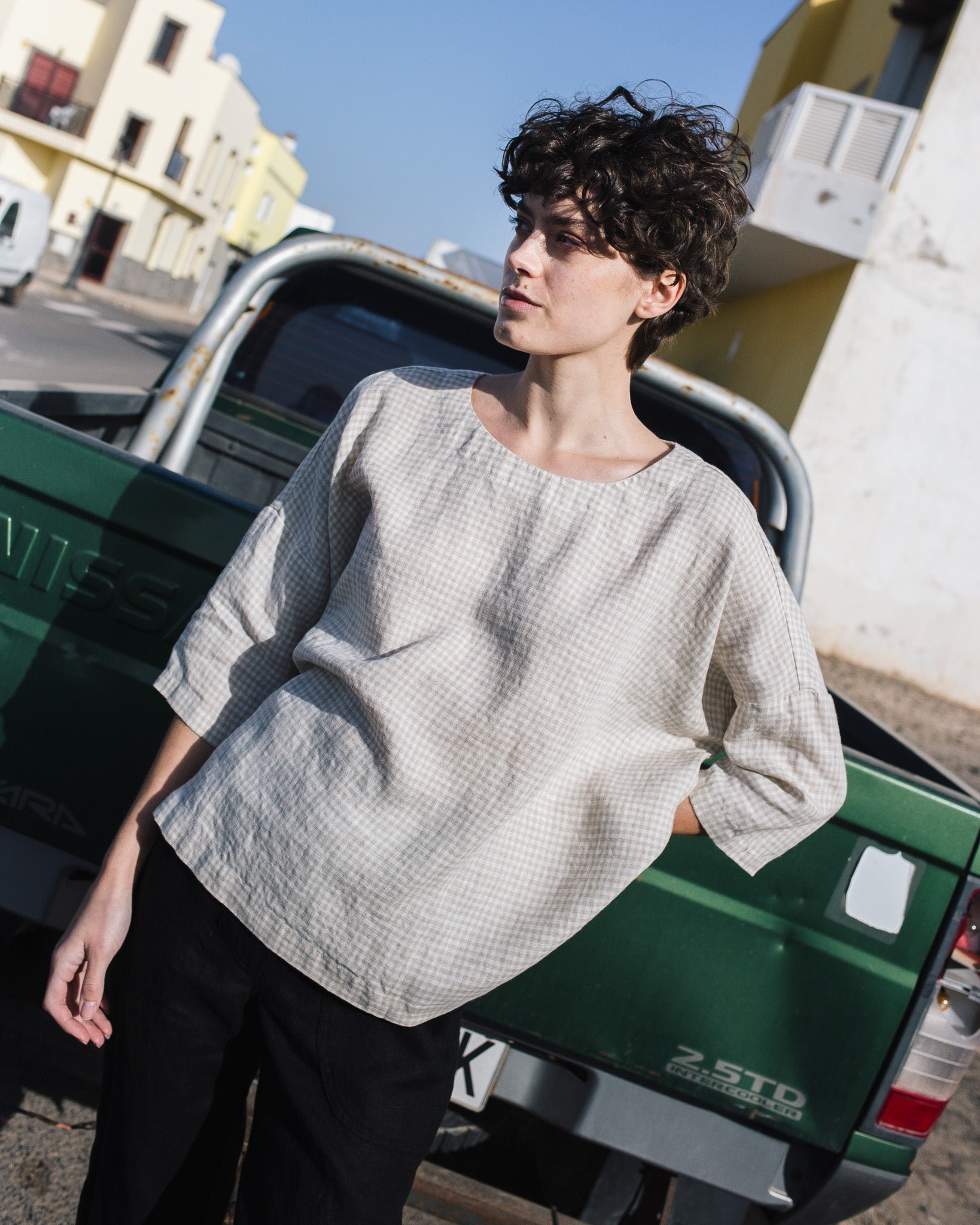 OLD LONDON round neck oversized linen top - notperfectlinen