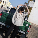 R: OLD LONDON oversized linen top (Size: MAXI; Color: Light Red Checks)
