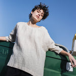 OLD LONDON round neck oversized linen top - notperfectlinen