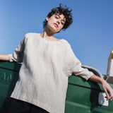OLD LONDON round neck oversized linen top - notperfectlinen