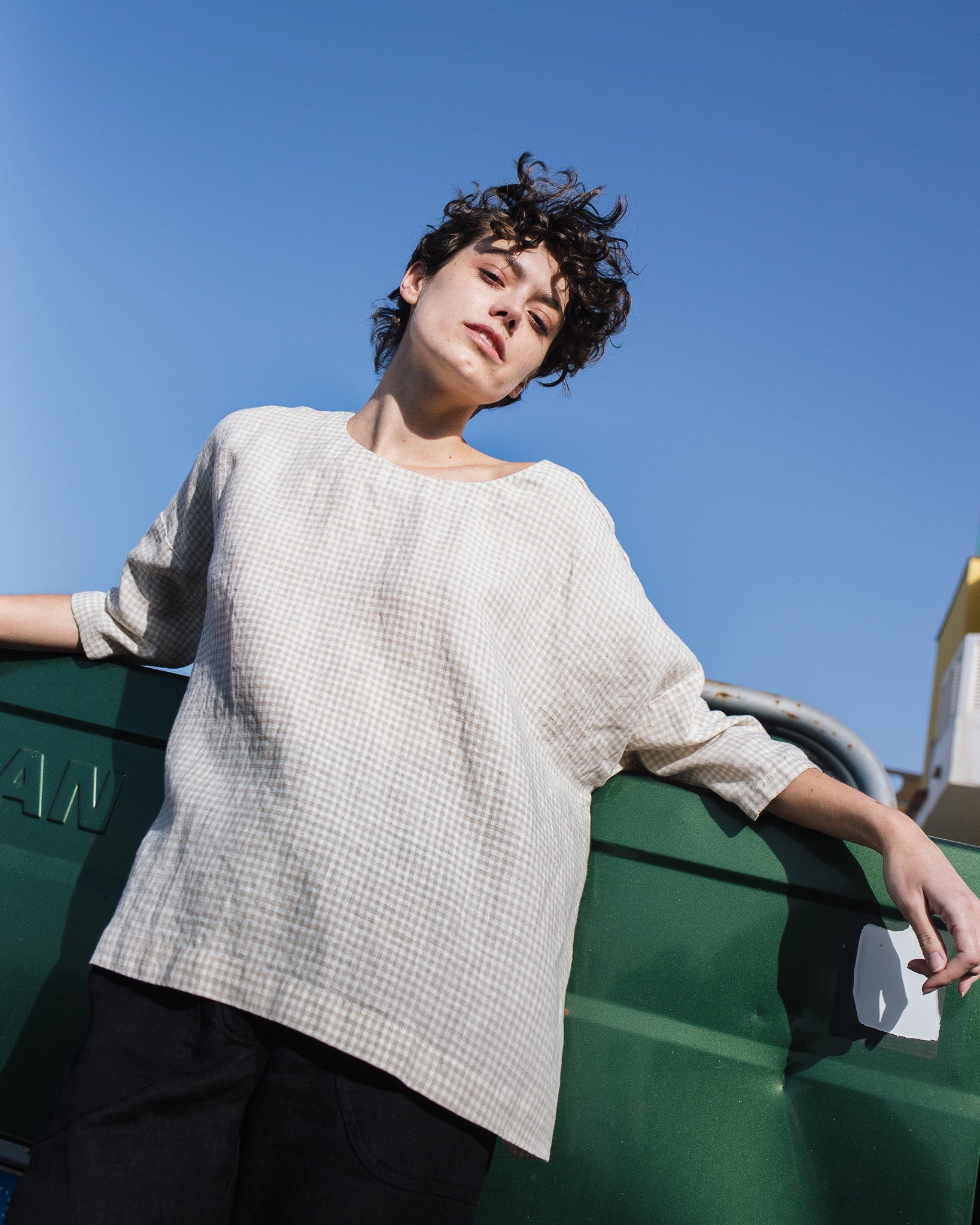 OLD LONDON round neck oversized linen top - notperfectlinen