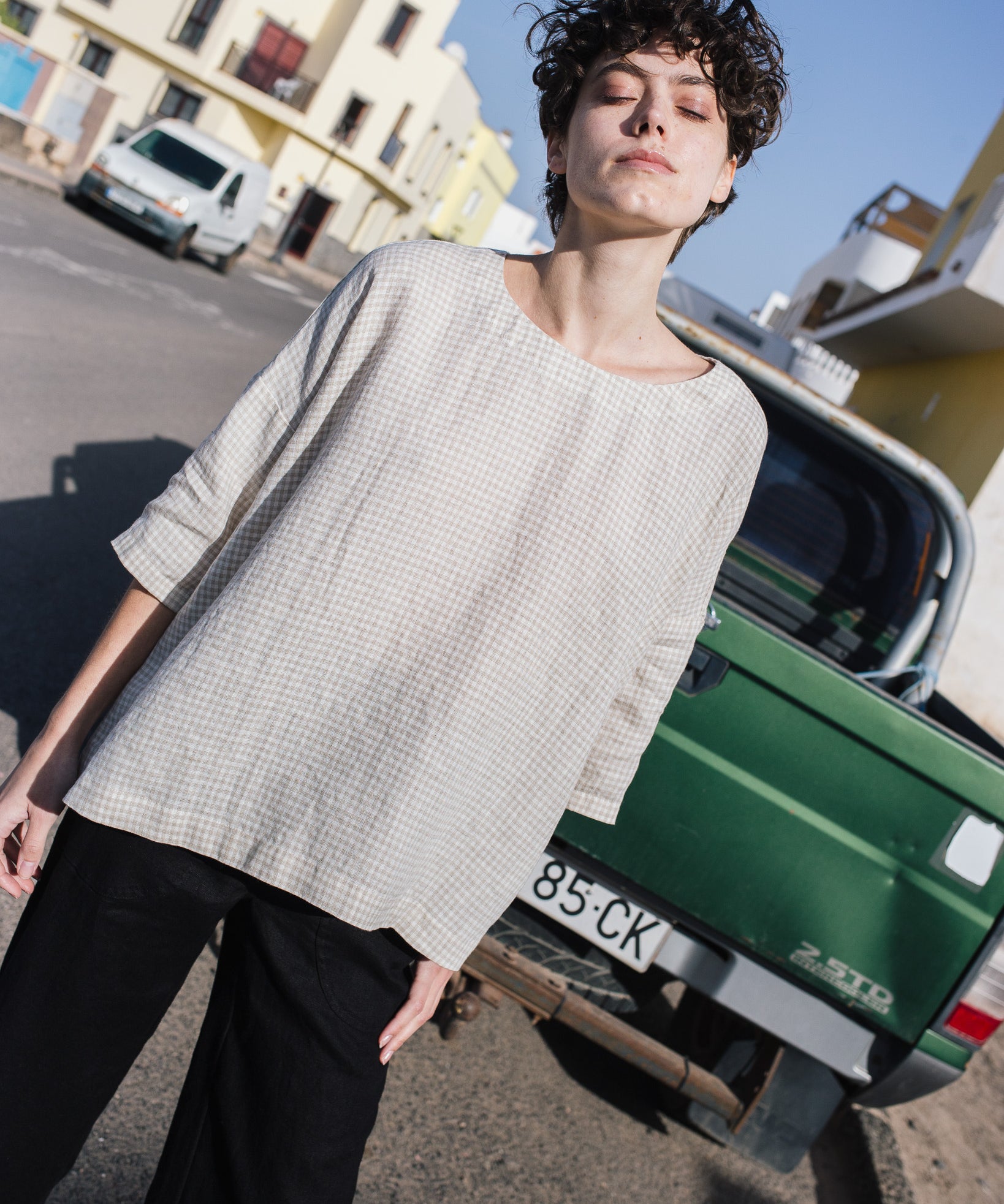 OLD LONDON round neck oversized linen top - notperfectlinen