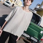 OLD LONDON round neck oversized linen top - notperfectlinen