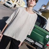 OLD LONDON round neck oversized linen top - notperfectlinen