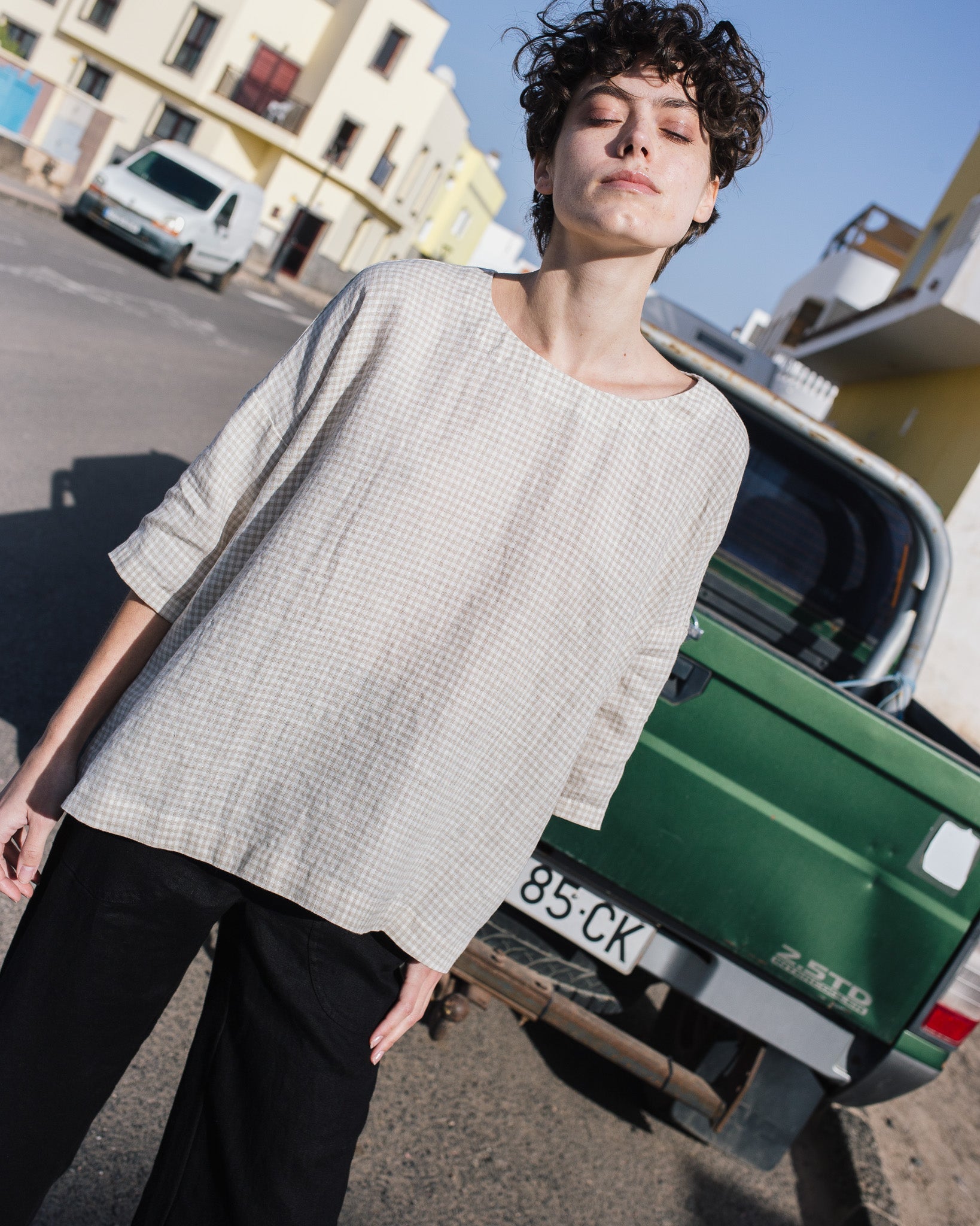 OLD LONDON round neck oversized linen top - notperfectlinen