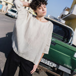 OLD LONDON round neck oversized linen top - notperfectlinen