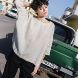 OLD LONDON round neck oversized linen top - notperfectlinen
