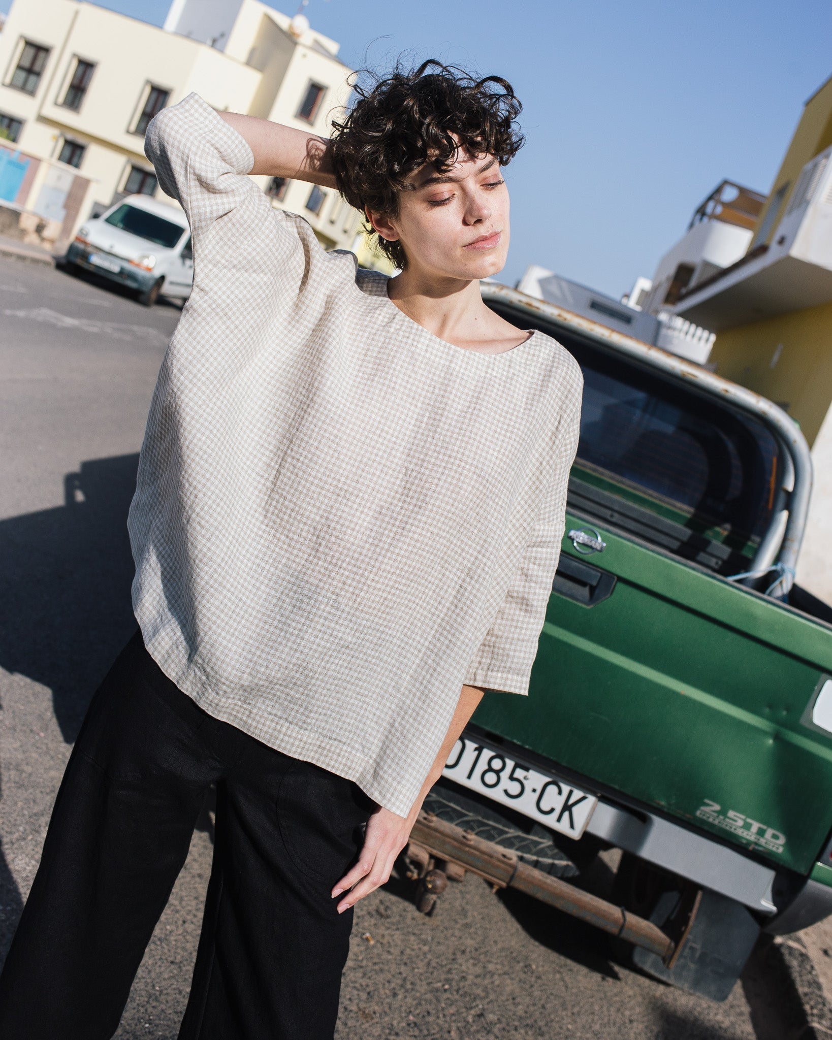 OLD LONDON round neck oversized linen top - notperfectlinen