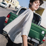 OLD LONDON round neck oversized linen top - notperfectlinen