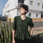 MELINA bow tie linen blouse - notperfectlinen