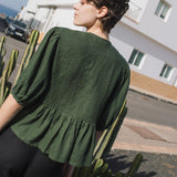 MELINA bow tie linen blouse - notperfectlinen