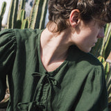 MELINA bow tie linen blouse - notperfectlinen