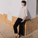 R: JANUARY loose linen top (Size: M; Color: Light Blue Stripes)