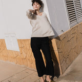 R: JANUARY loose linen top (Size: M; Color: Light Blue Stripes)