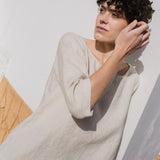 R: JANUARY loose linen top (Size: M; Color: Light Butter)