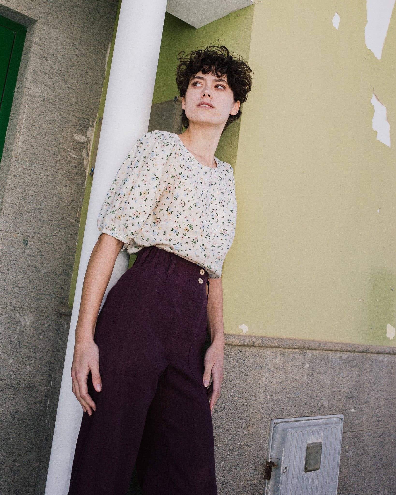 CARMEL puff sleeve linen top - notperfectlinen