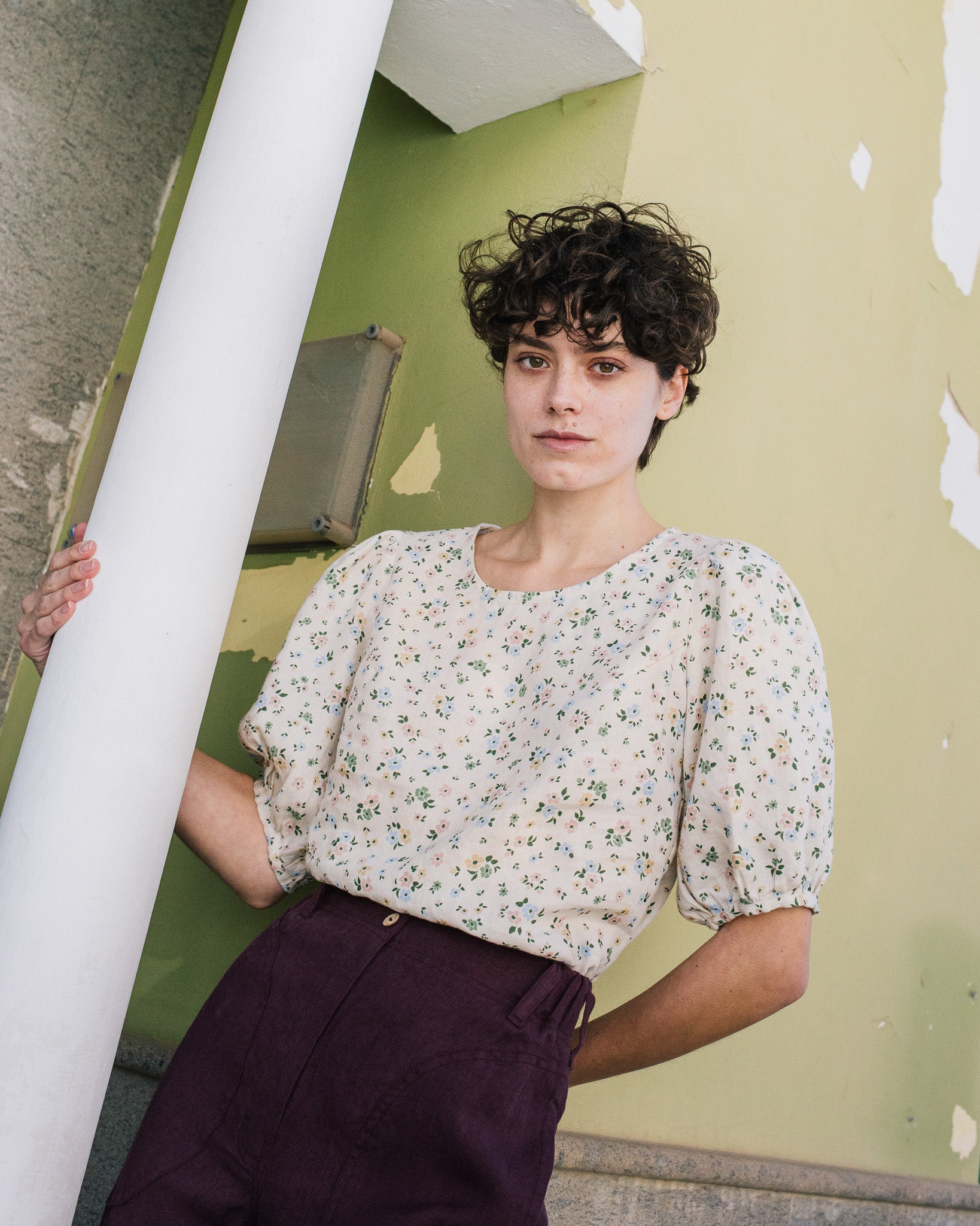 CARMEL puff sleeve linen top - notperfectlinen