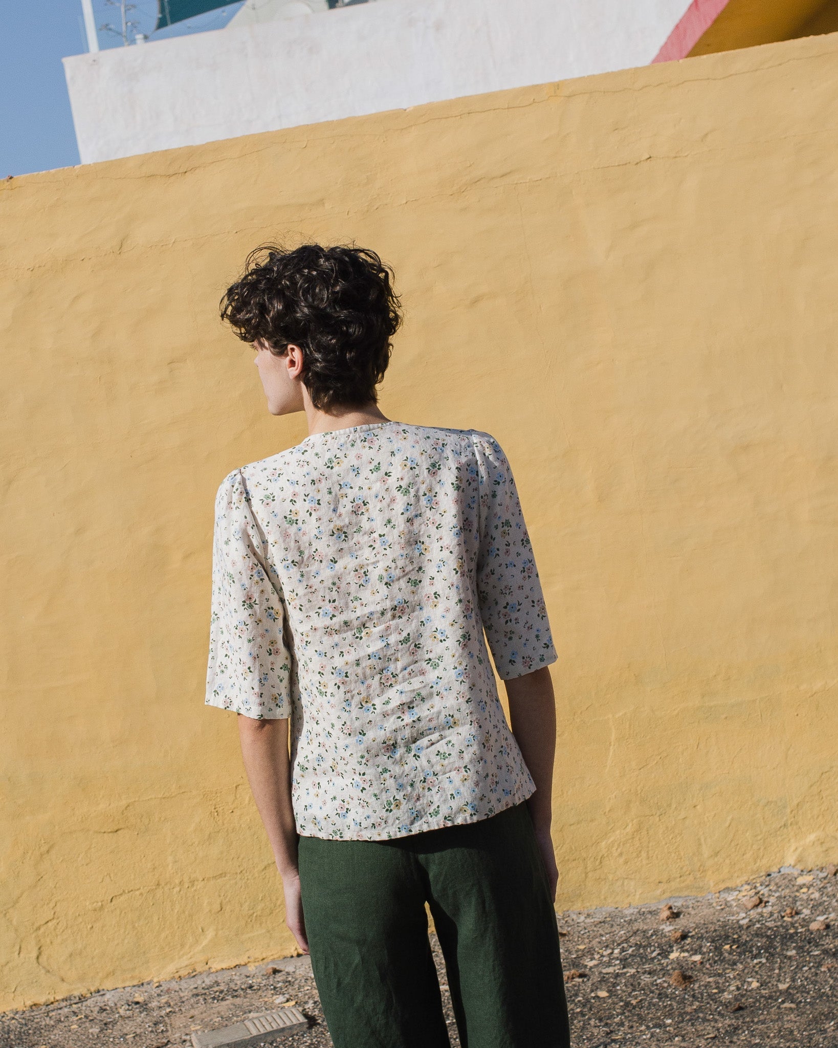 ISLA elbow sleeve top linen - notperfectlinen