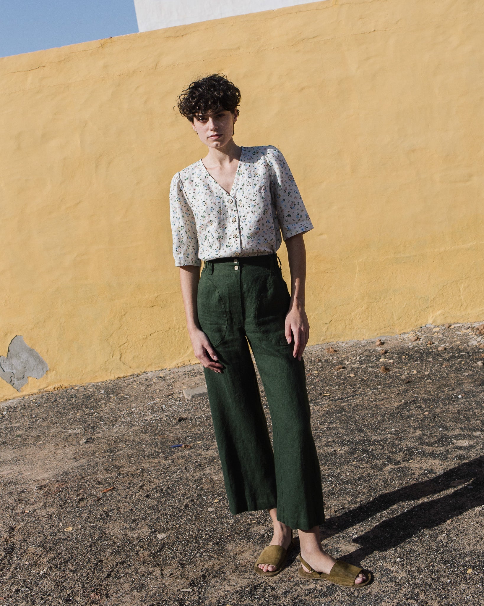 ISLA elbow sleeve linen shirt - notperfectlinen